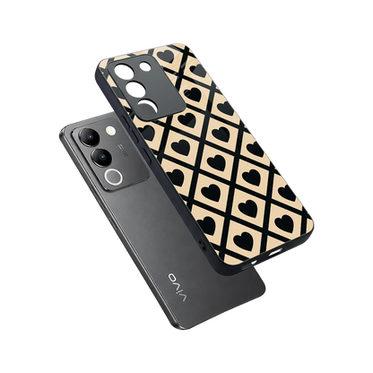 Beige Affection sleek vivo y200 5g cover with tempered glass back and TPU edges