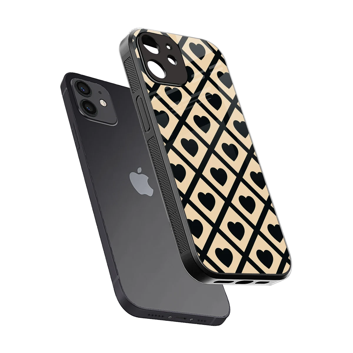 Beige Affection sleek iphone 12 cover with tempered glass back and TPU edges