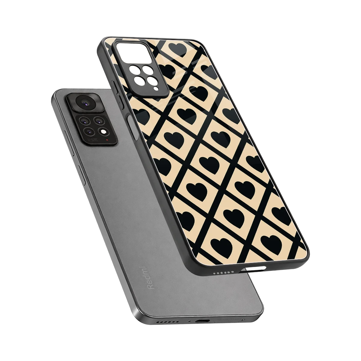 Beige Affection sleek redmi note 11 pro cover with tempered glass back and TPU edges