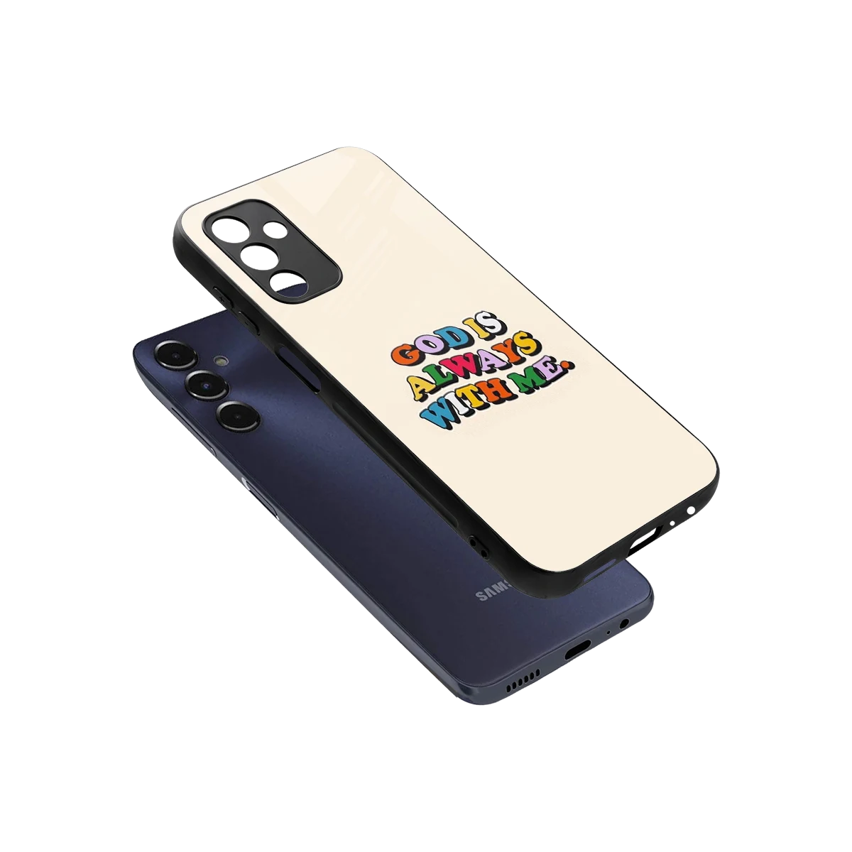 Belief sleek samsung galaxy m14 5g cover with tempered glass back and TPU edges