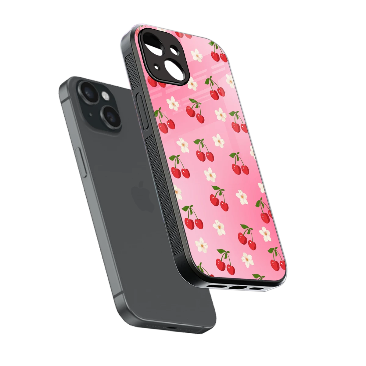 Berry Bliss sleek iphone 14 cover with tempered glass back and TPU edges