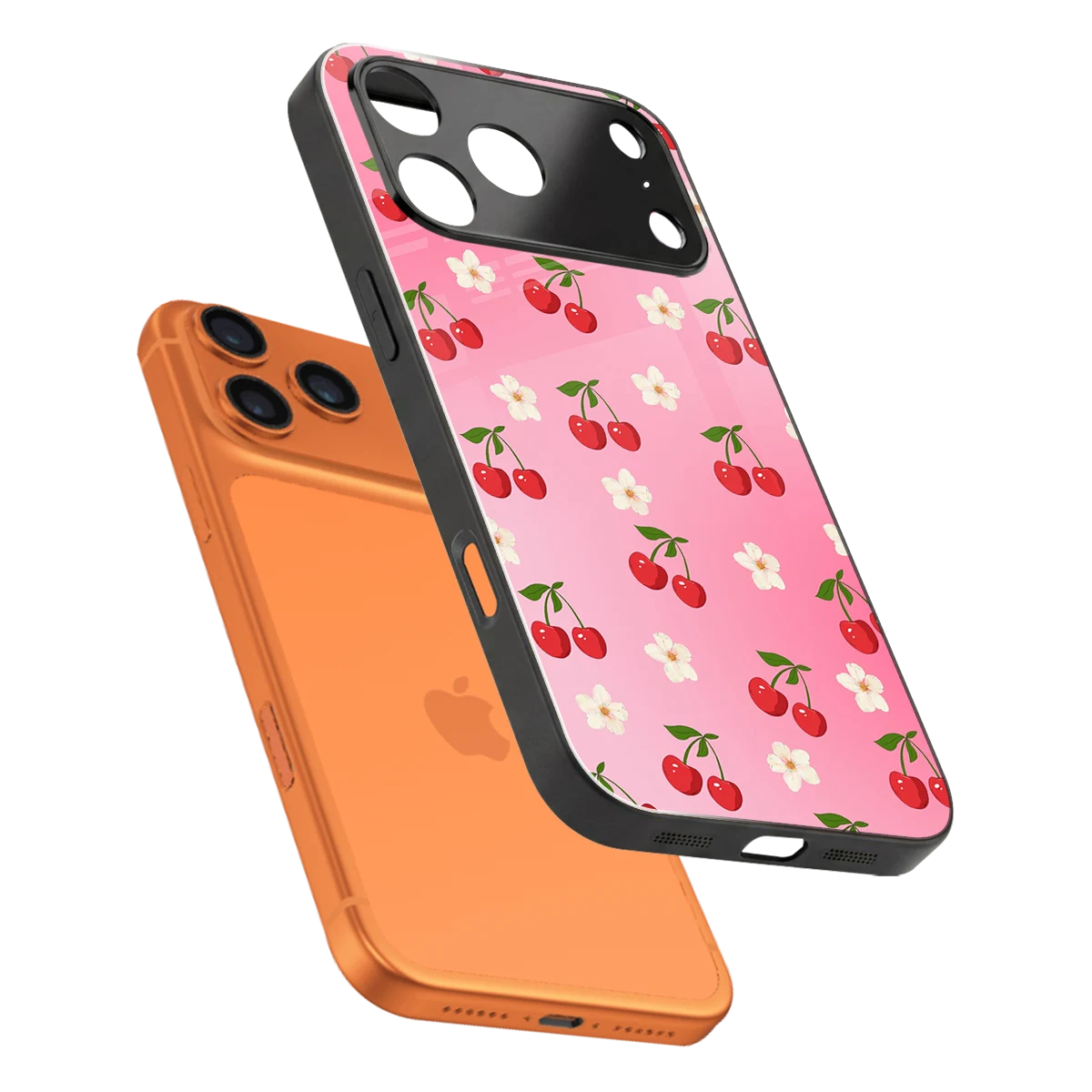 Berry Bliss sleek iphone 17 pro max cover with tempered glass back and TPU edges