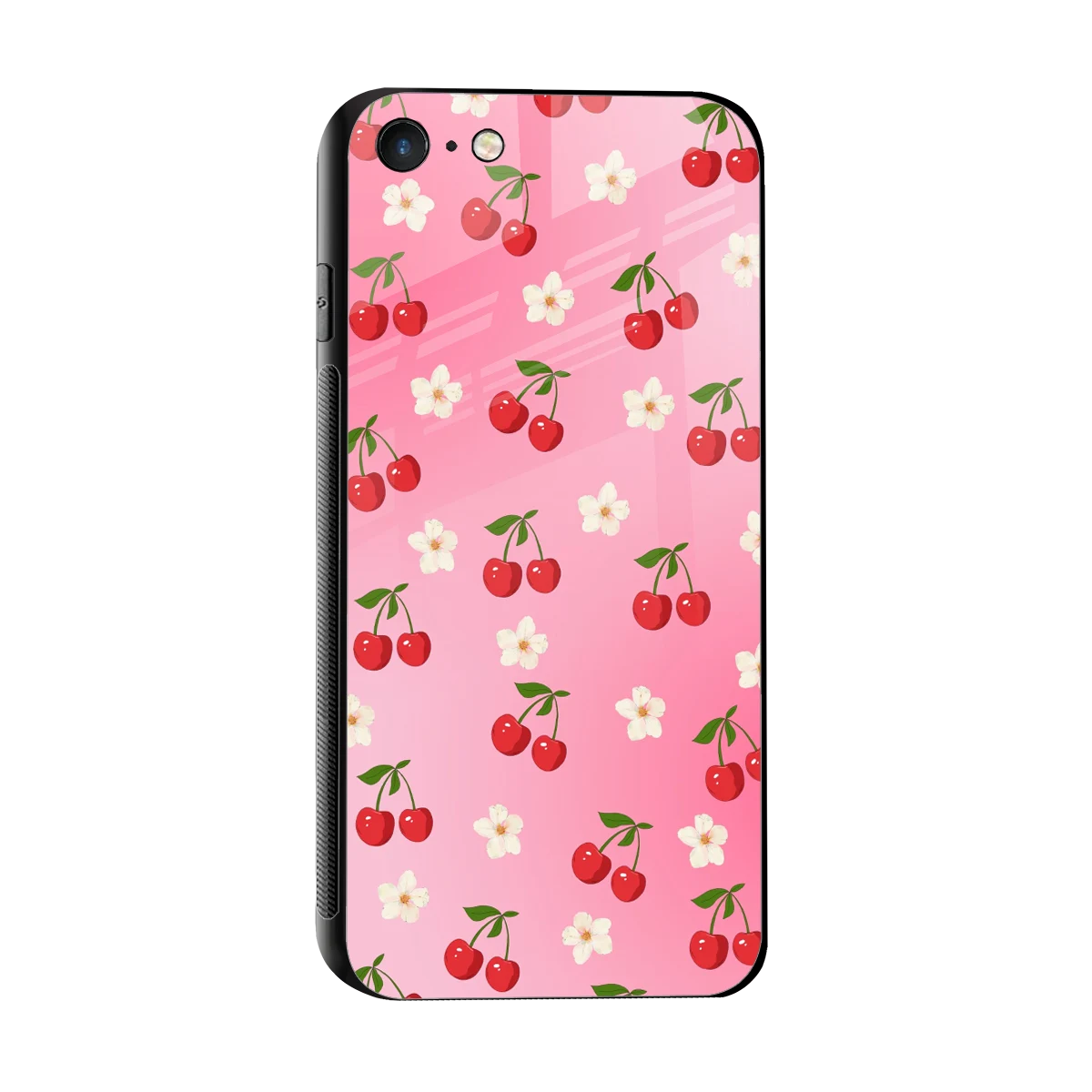 Berry Bliss sleek iphone 7 cover with tempered glass back and TPU edges