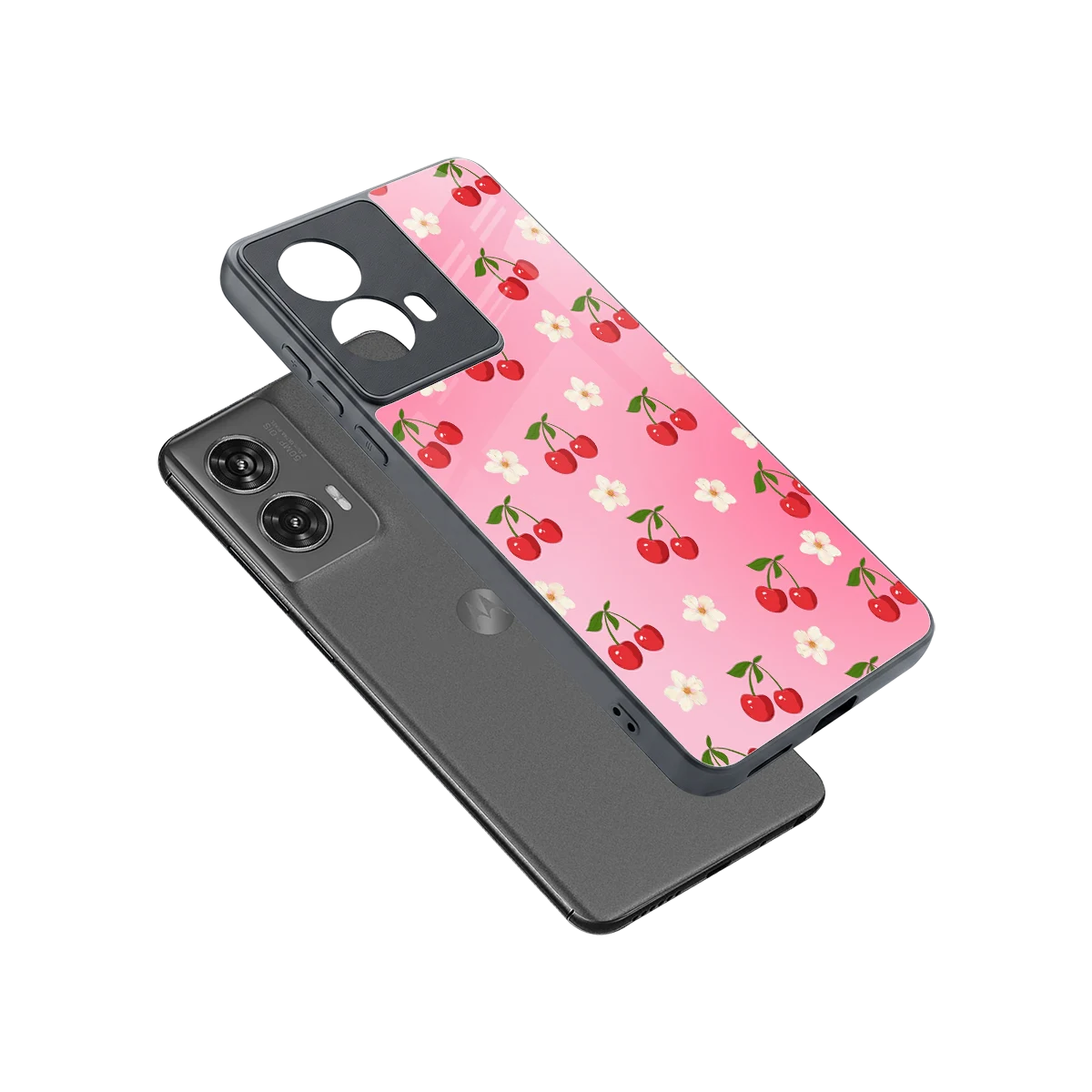 Berry Bliss sleek motorola edge 50 fusion cover with tempered glass back and TPU edges