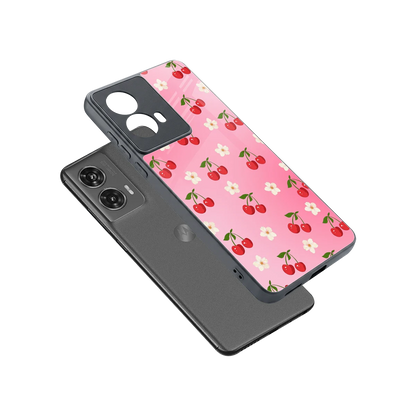 Berry Bliss sleek motorola edge 50 fusion cover with tempered glass back and TPU edges