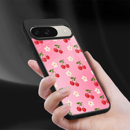 Berry Bliss sleek google pixel 9 cover with tempered glass back and TPU edges