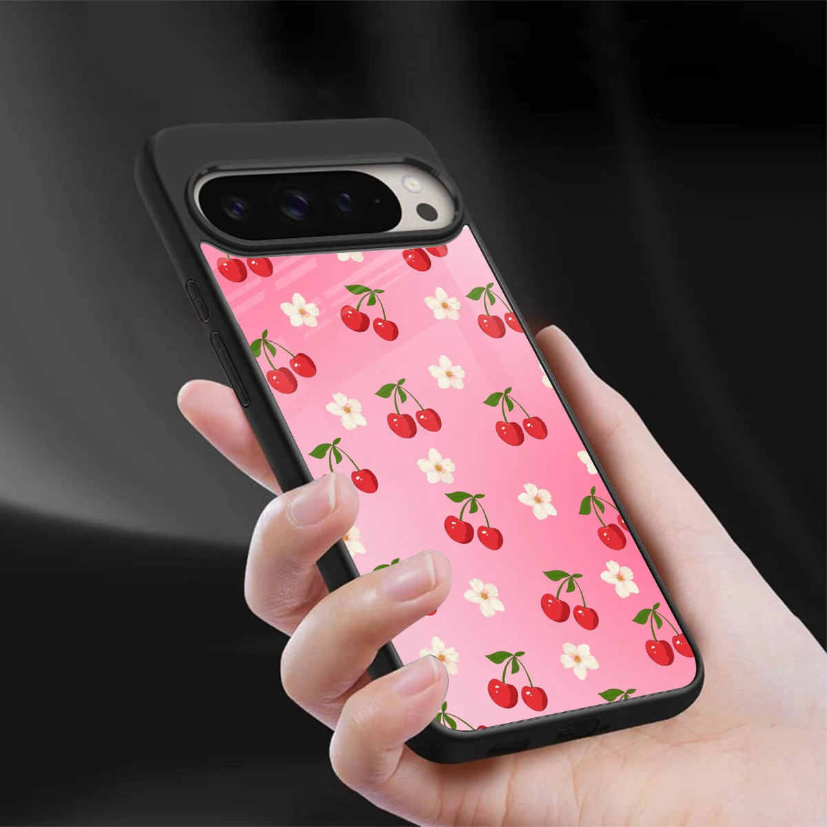 Berry Bliss sleek google pixel 9 pro xl cover with tempered glass back and TPU edges