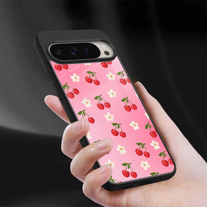 Berry Bliss sleek google pixel 9 pro xl cover with tempered glass back and TPU edges