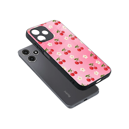 Berry Bliss sleek redmi 12 5g cover with tempered glass back and TPU edges