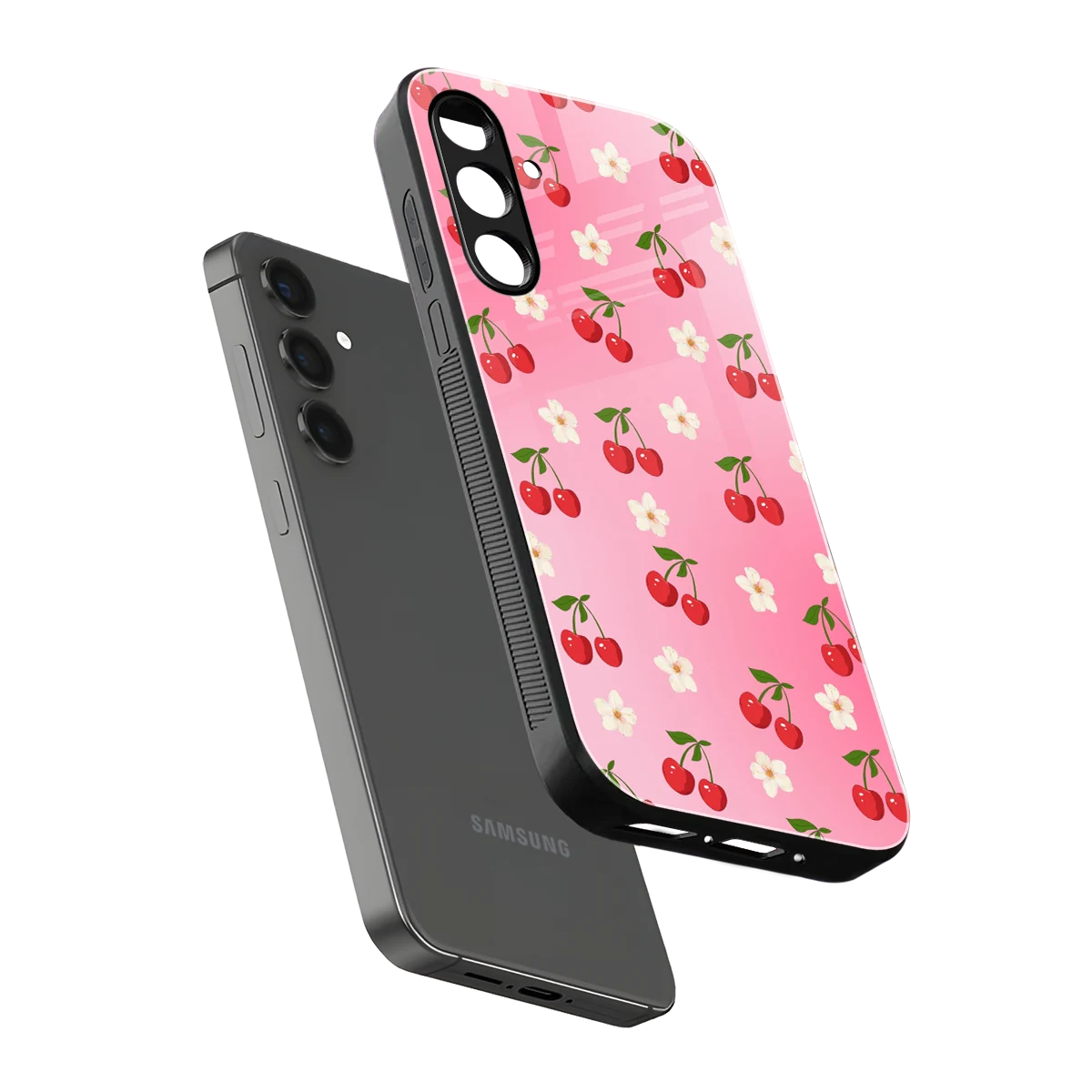 Berry Bliss sleek samsung galaxy m35 5g cover with tempered glass back and TPU edges