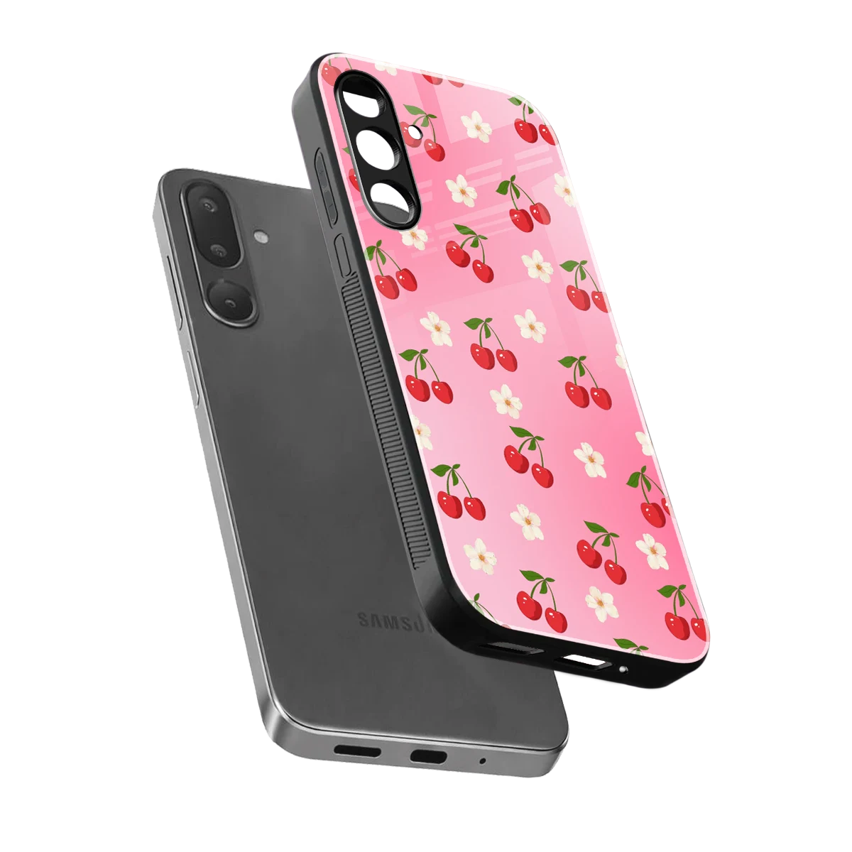 Berry Bliss sleek samsung galaxy m36 5g cover with tempered glass back and TPU edges