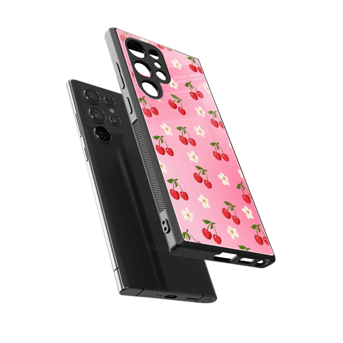 Berry Bliss sleek samsung galaxy s24 ultra cover with tempered glass back and TPU edges