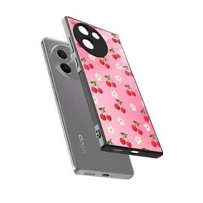 Berry Bliss sleek vivo v30e cover with tempered glass back and TPU edges