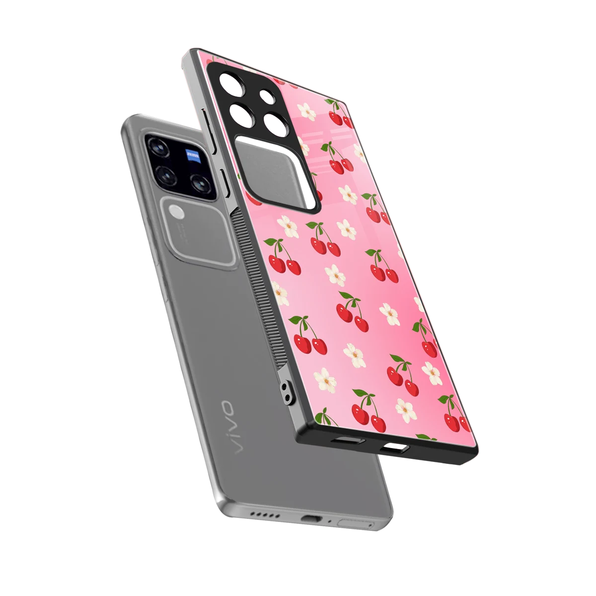 Berry Bliss sleekvivo v30 pro cover with tempered glass back and TPU edges