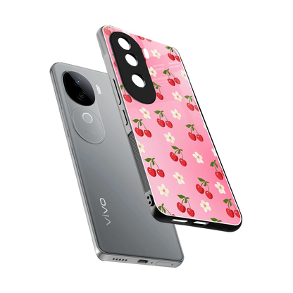 Berry Bliss sleek vivo v40e cover with tempered glass back and TPU edges