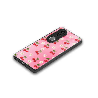 Berry Bliss stylish phone case for vivo v50 | glossy glass and slim fit