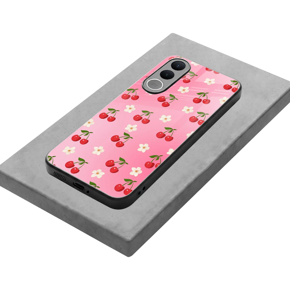Berry Bliss stylish phone case for vivo v70 fe | glossy glass and slim fit