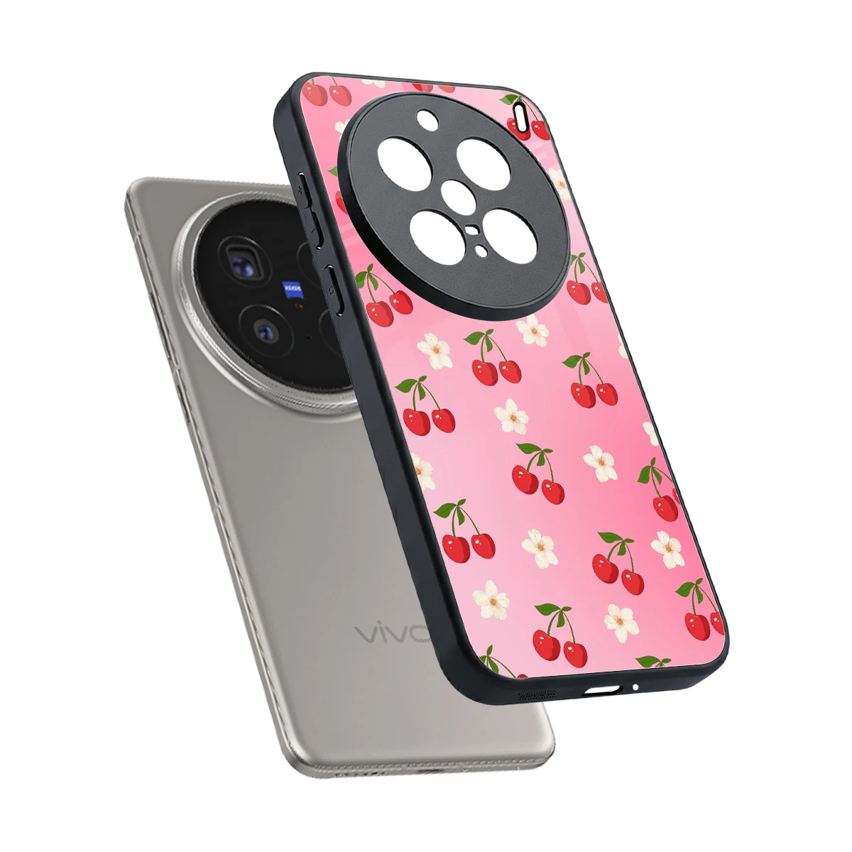 Berry Bliss sleek vivo x200 pro cover with tempered glass back and TPU edges