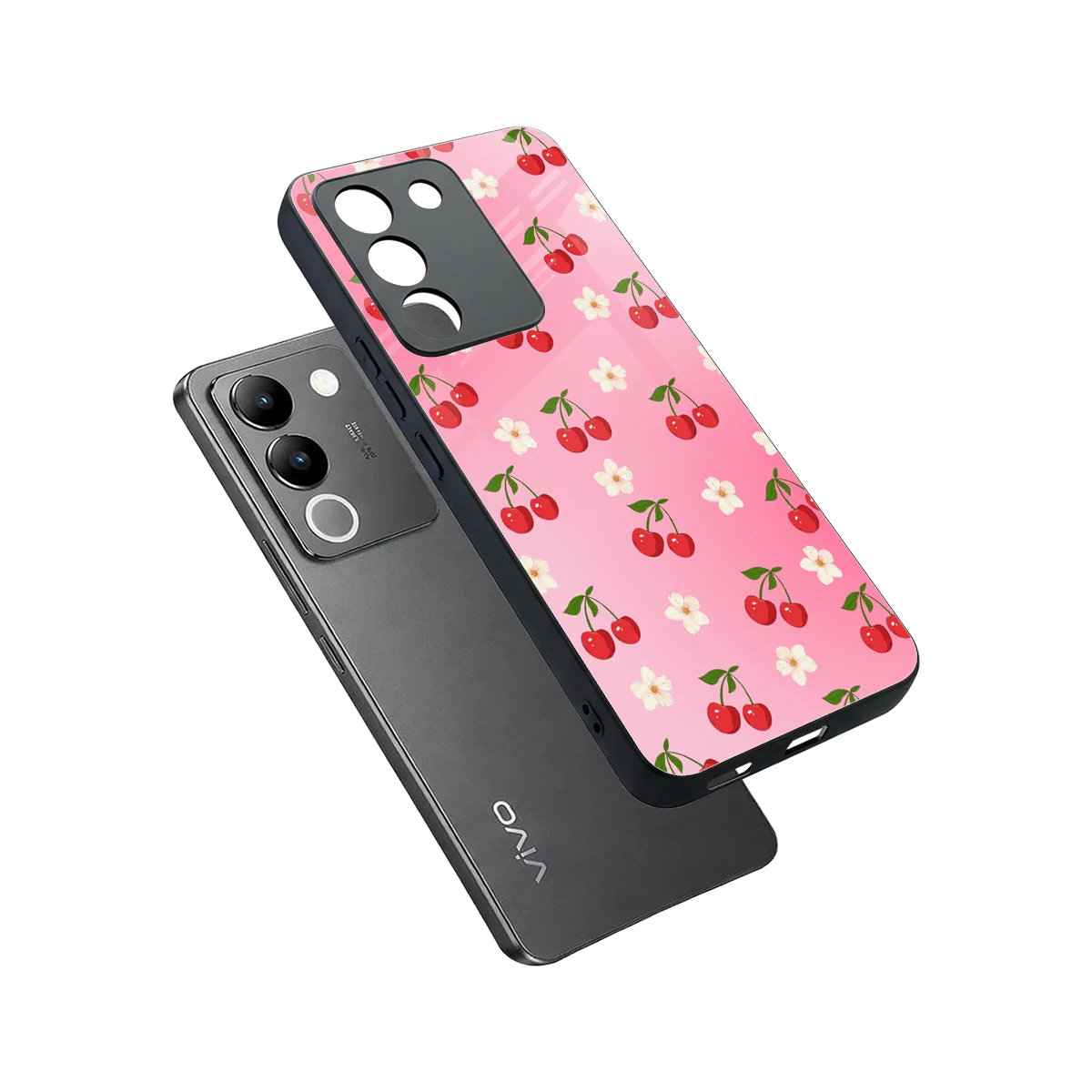 Berry Bliss sleek vivo y200 5g cover with tempered glass back and TPU edges