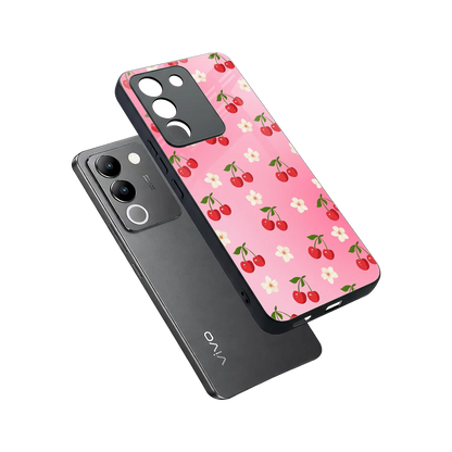 Berry Bliss sleek vivo y200 5g cover with tempered glass back and TPU edges