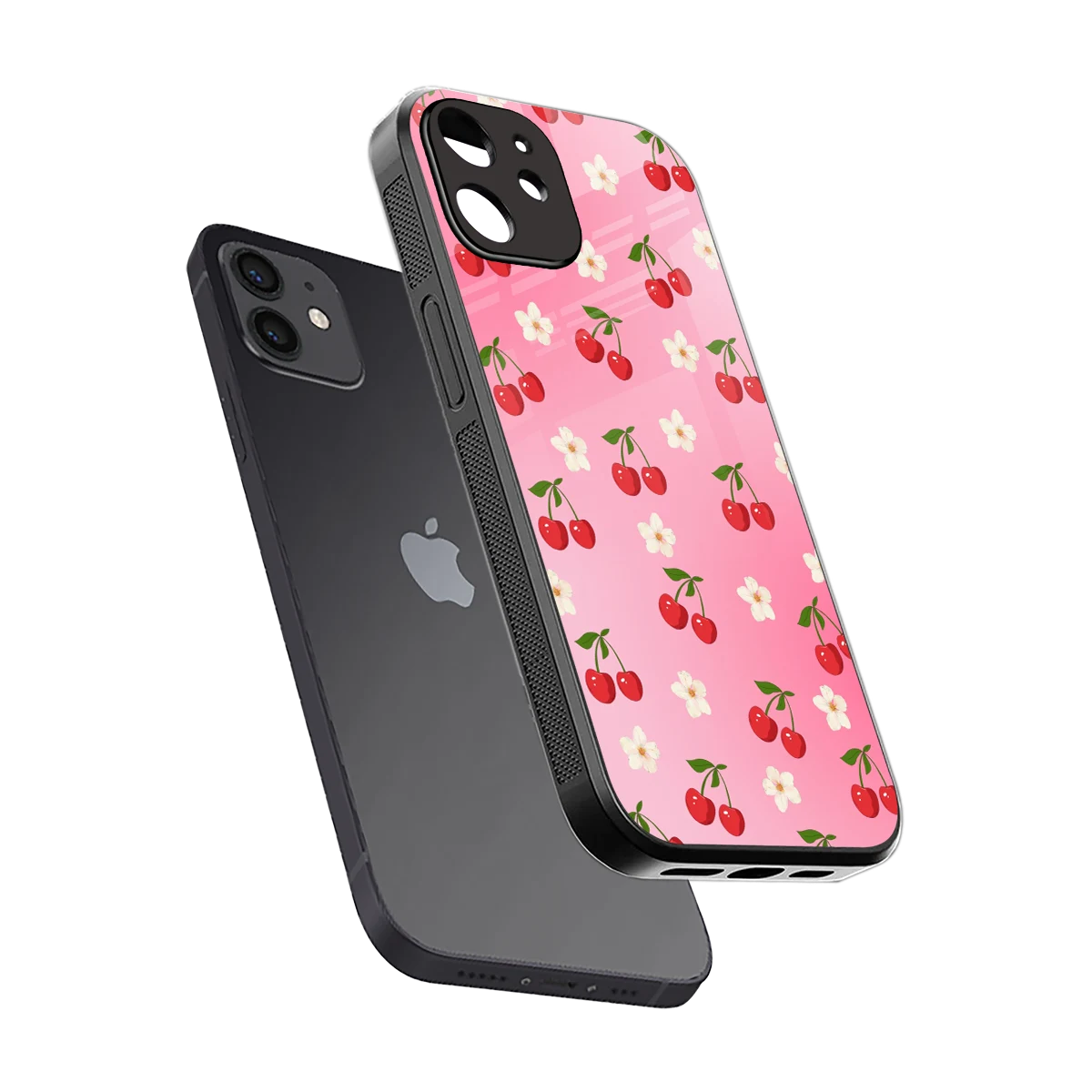 Berry Bliss sleek iphone 12 cover with tempered glass back and TPU edges