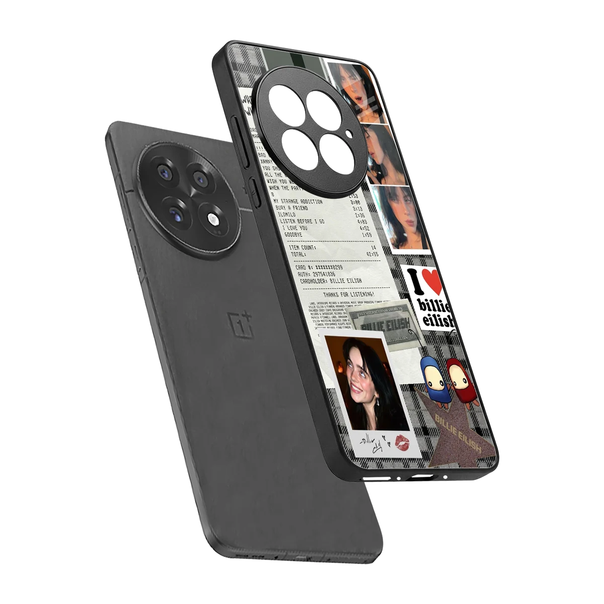 Billie Eilish sleek oneplus 13 cover with tempered glass back and TPU edges