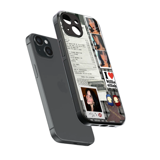 Billie Eilish sleek iphone 13 cover with tempered glass back and TPU edges