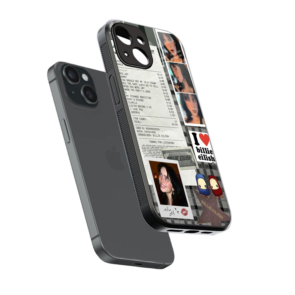 Billie Eilish sleek iphone 14 cover with tempered glass back and TPU edges