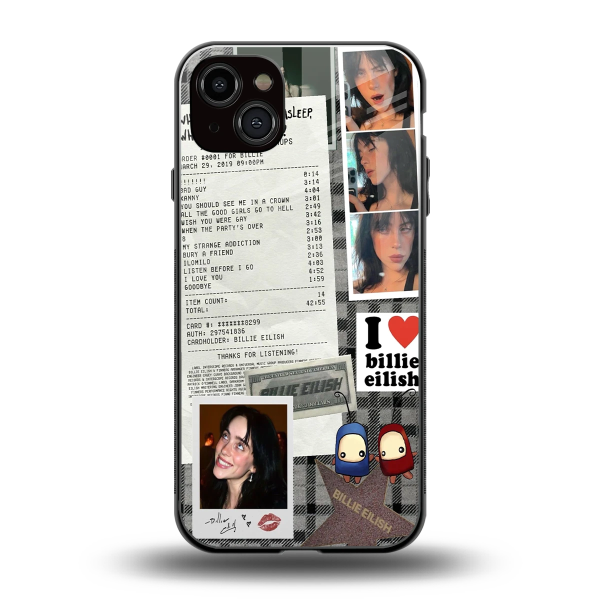 Billie Eilish back phone cover | glass case for iphone 15 plus