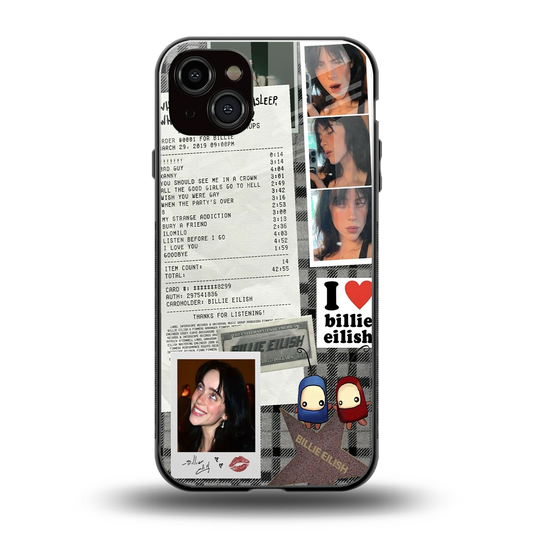 Billie Eilish back phone cover | glass case for iphone 15 plus