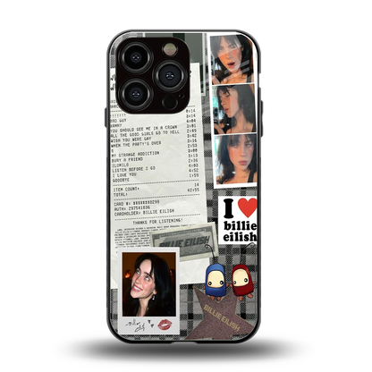 Billie Eilish back phone cover | glass case for iphone 15 pro max