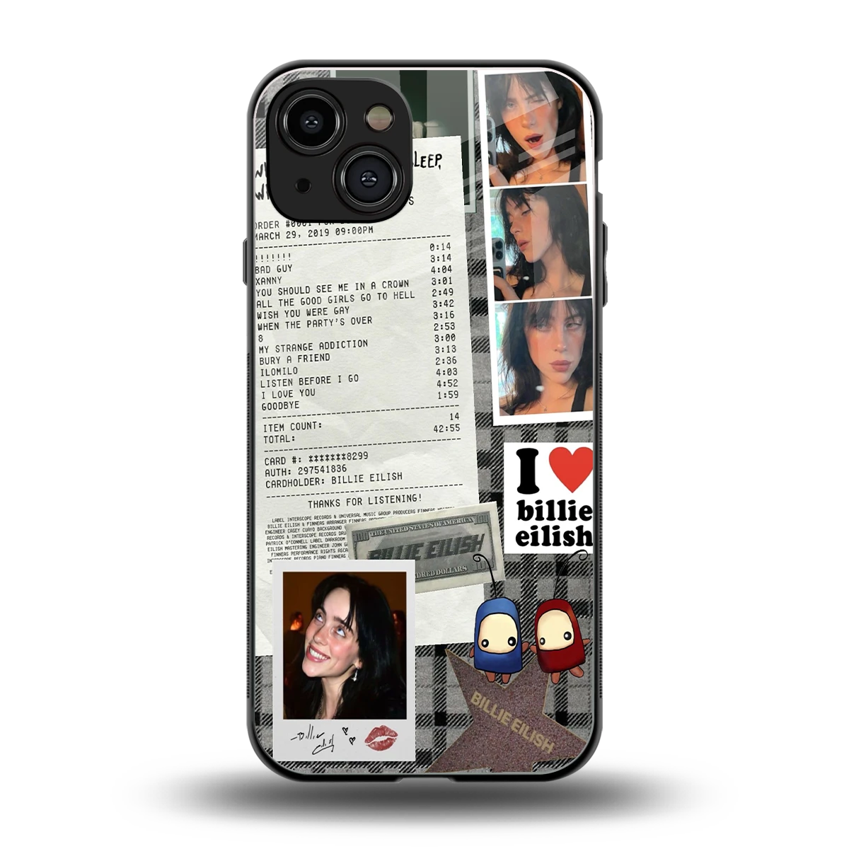 Billie Eilish back phone cover | glass case for iphone 15