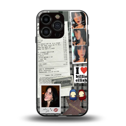 Billie Eilish back phone cover | glass case for iphone 16 pro max