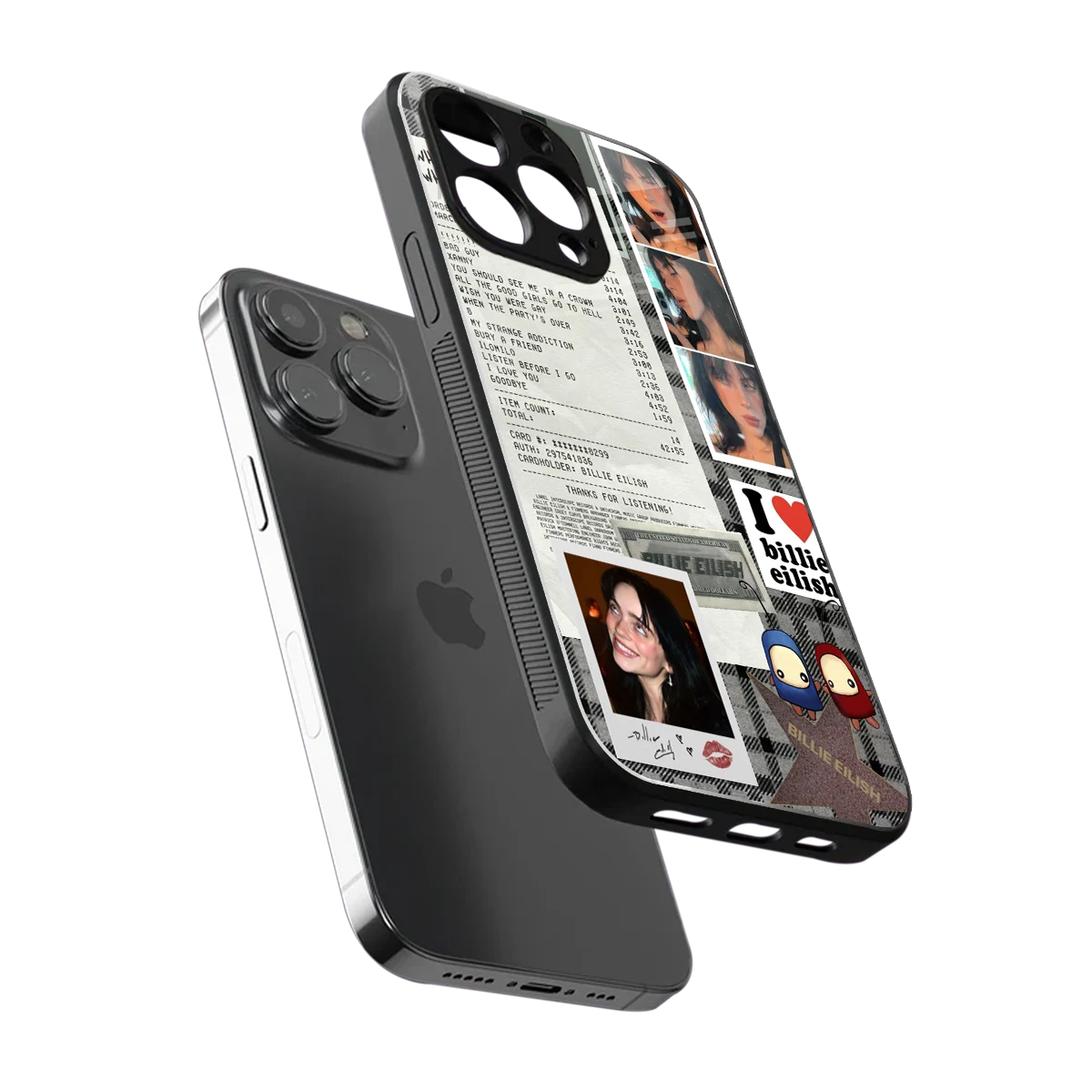 Billie Eilish sleek iphone 16 pro max cover with tempered glass back and TPU edges