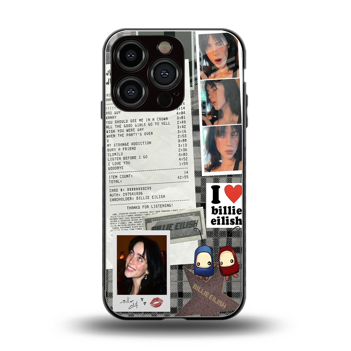 Billie Eilish back phone cover | glass case for iphone 16 pro