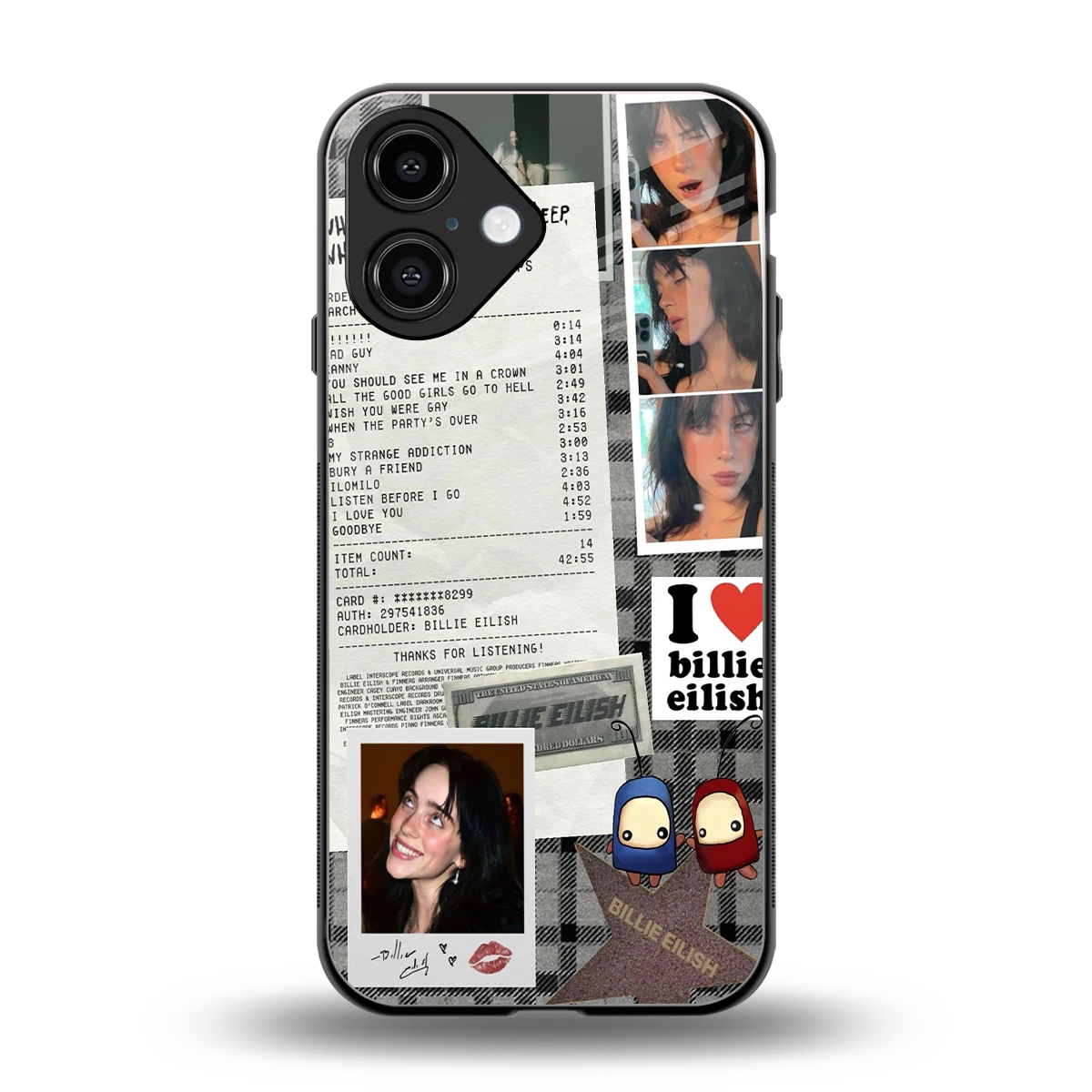 Billie Eilish back phone cover | glass case for iphone 16