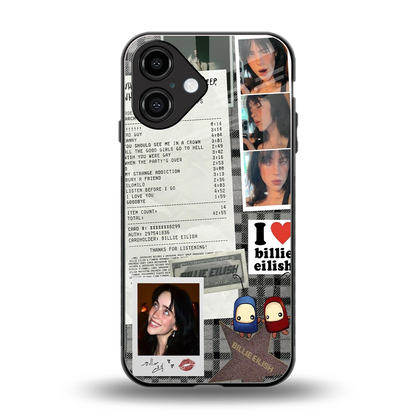 Billie Eilish back phone cover | glass case for iphone 16