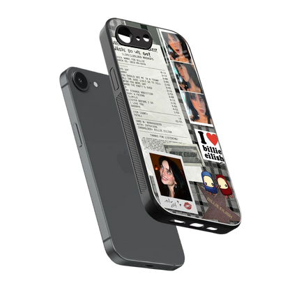 Billie Eilish sleek iphone 16e cover with tempered glass back and TPU edges