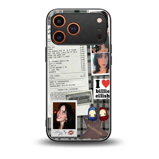 Billie Eilish back phone cover | glass case for iphone 17 pro