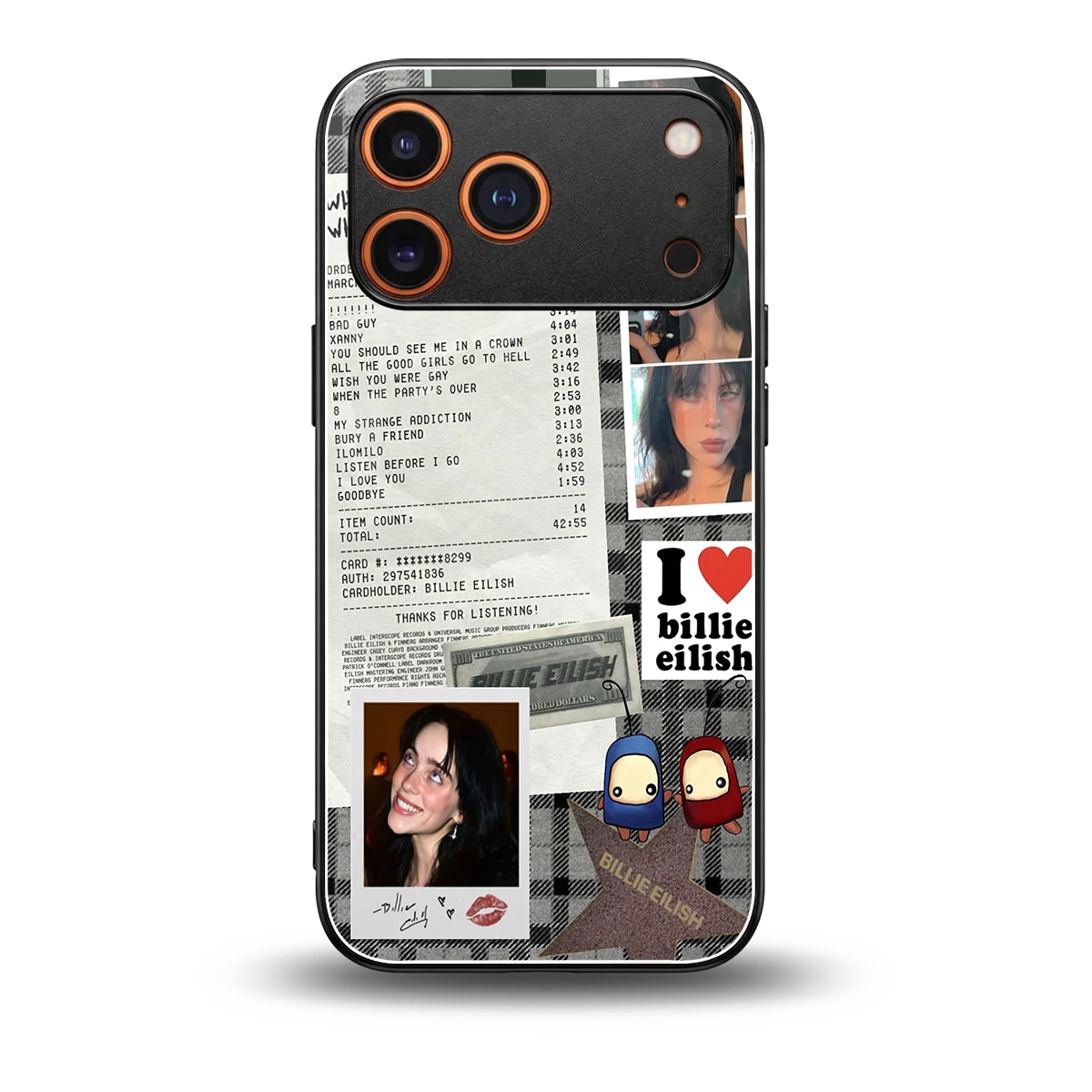 Billie Eilish back phone cover | glass case for iphone 17 pro max