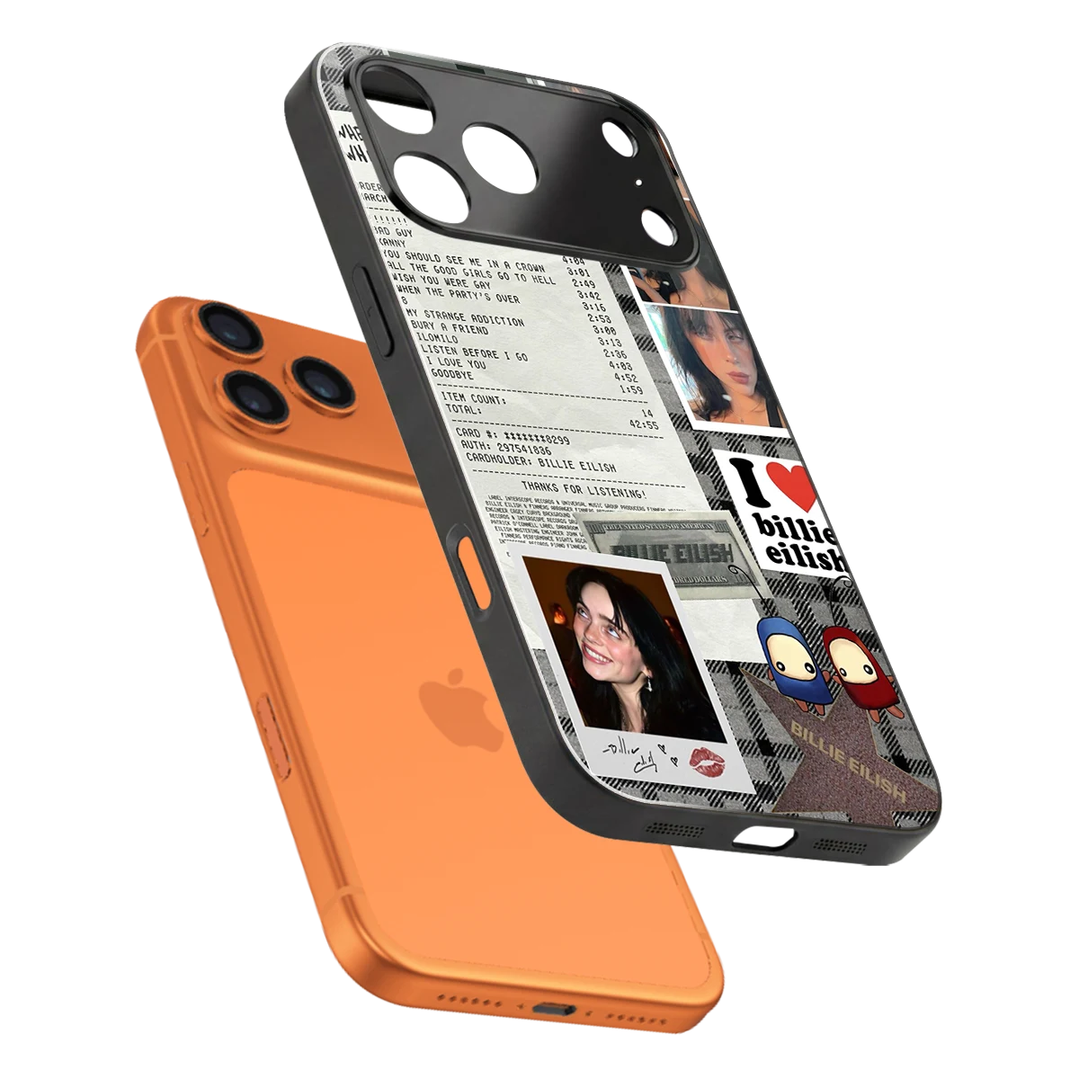 Billie Eilish sleek iphone 17 pro max cover with tempered glass back and TPU edges