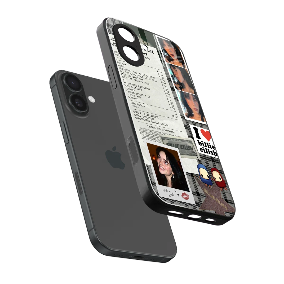 Billie Eilish sleek iphone 17 cover with tempered glass back and TPU edges