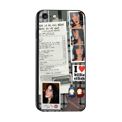 Billie Eilish sleek iphone 7 cover with tempered glass back and TPU edges