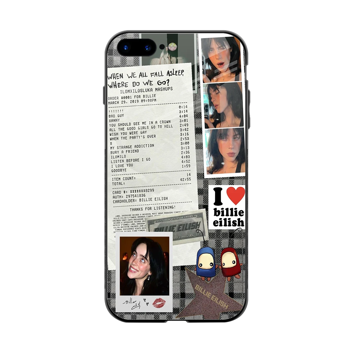 Billie Eilish back phone cover | glass case for iphone 7 plus