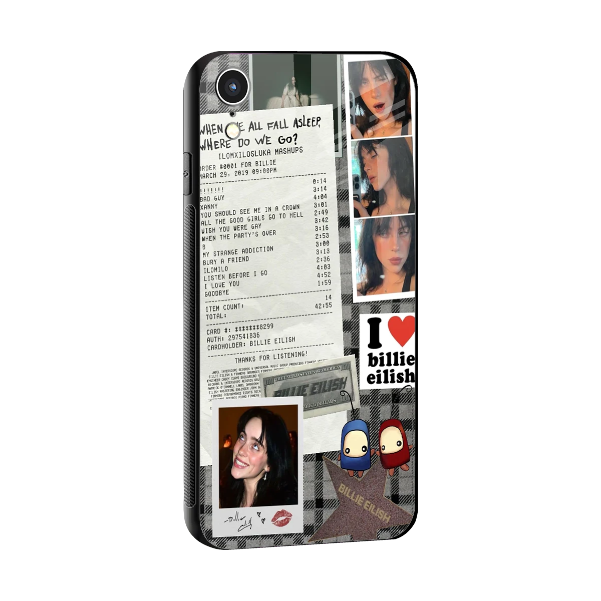 Billie Eilish sleek iphone xr cover with tempered glass back and TPU edges
