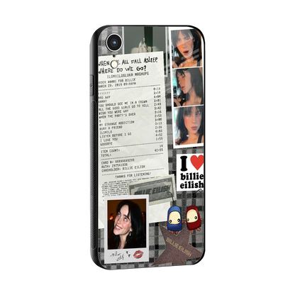 Billie Eilish sleek iphone xr cover with tempered glass back and TPU edges