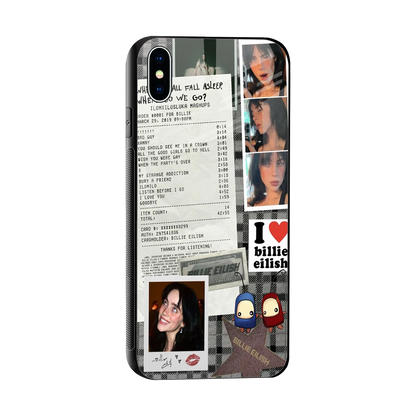 Billie Eilish sleek iphone xs max cover with tempered glass back and TPU edges