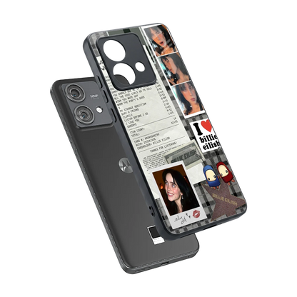 Billie Eilish sleek motorola edge 40 neo 5g cover with tempered glass back and TPU edges
