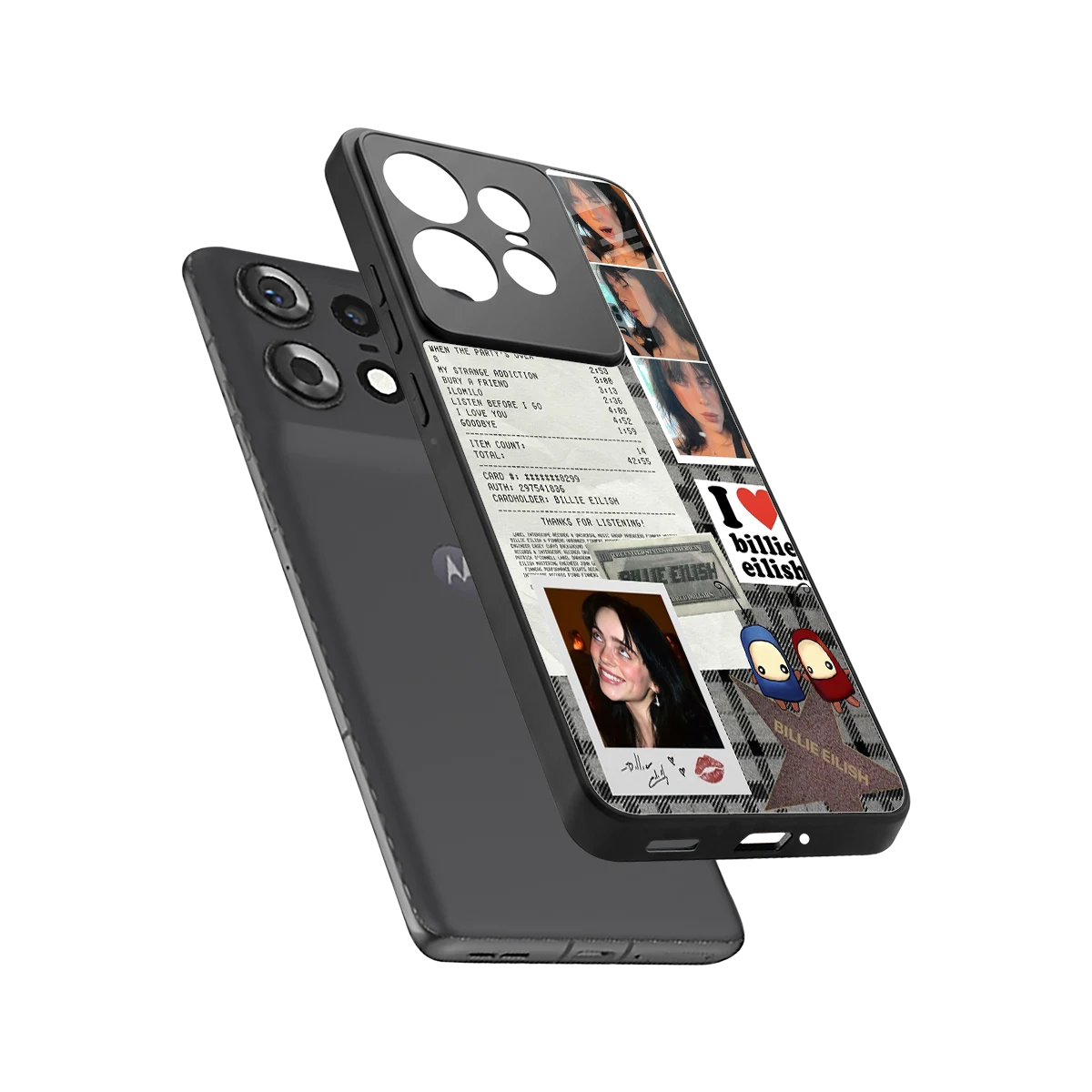 Billie Eilish sleek motorola edge 50 pro cover with tempered glass back and TPU edges