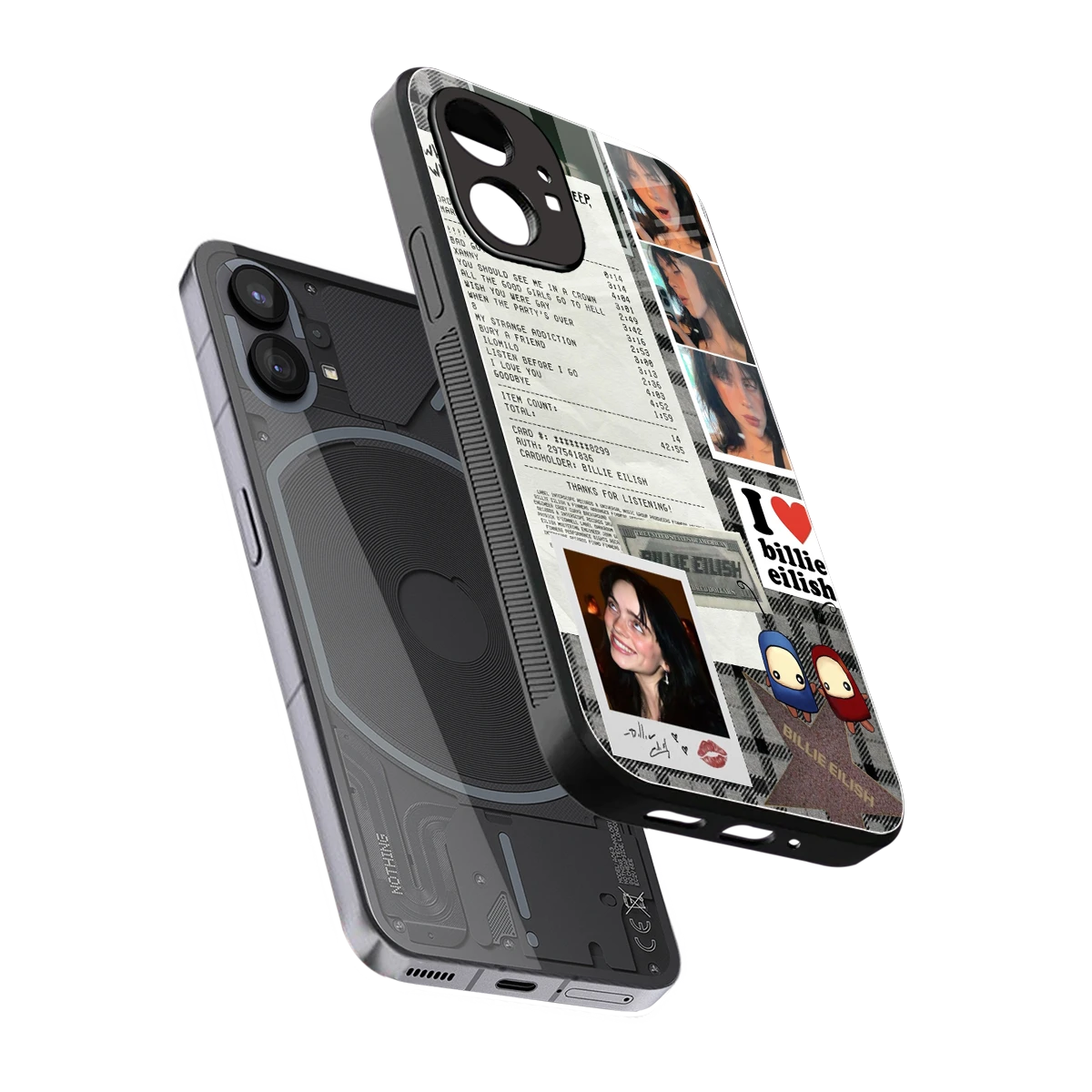 Billie Eilish sleek nothing phone 1 cover with tempered glass back and TPU edges